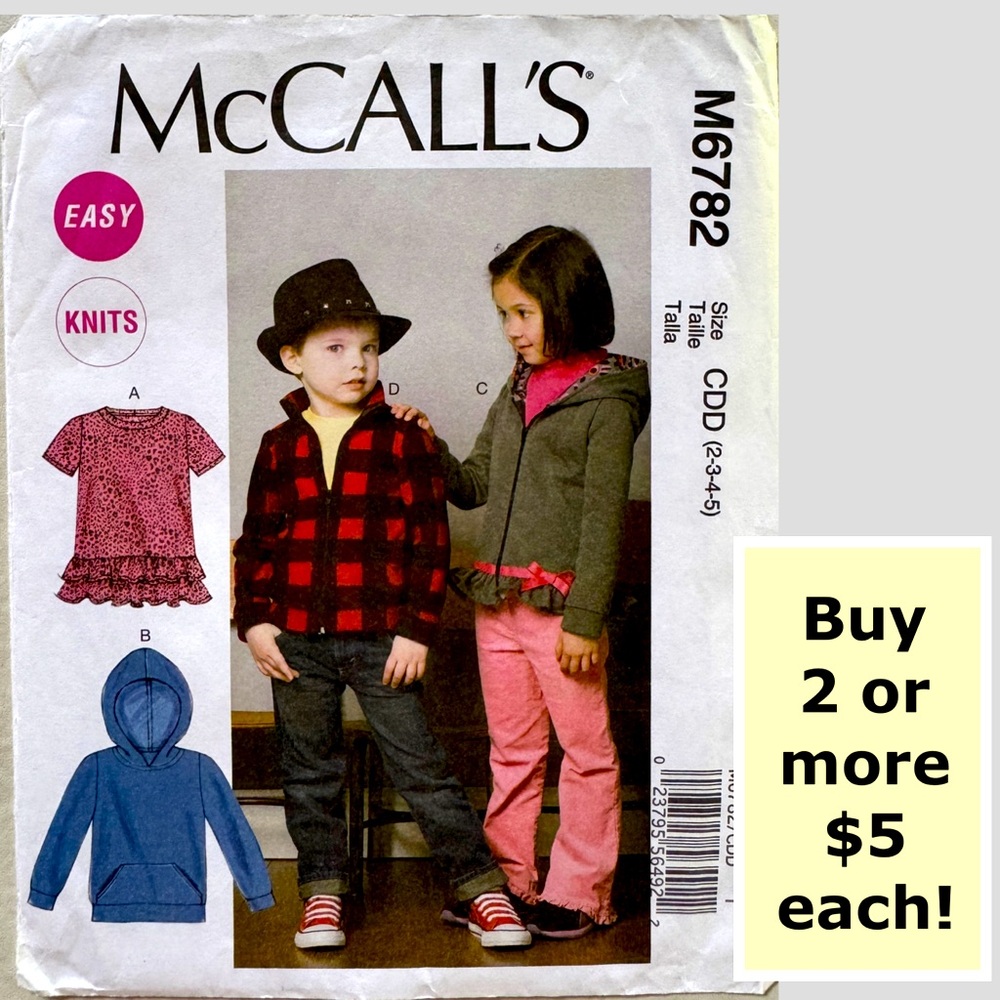McCall's M6782 Easy Knits Uncut Sewing Pattern (Childs 2-3-4-5)